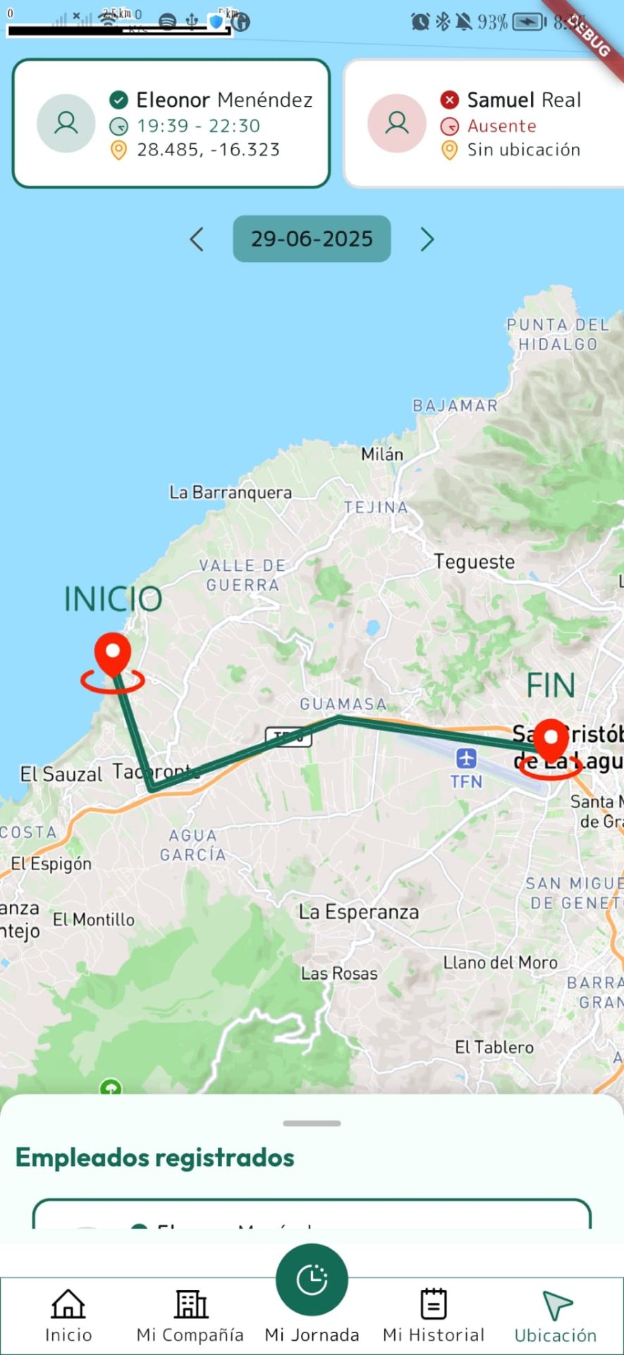 Mapa con la ruta de la jornada en TimelyGo